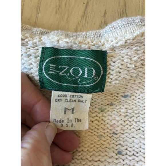 VTG 80s IZOD Cable Knit Shawl Collar Cardigan Grandpa Chunky Fisherman Sweater M - Picture 3 of 16